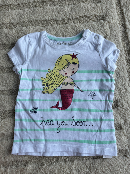 T-shirt à manches courtes blanc motif sirène « see you soon » - 80 cm