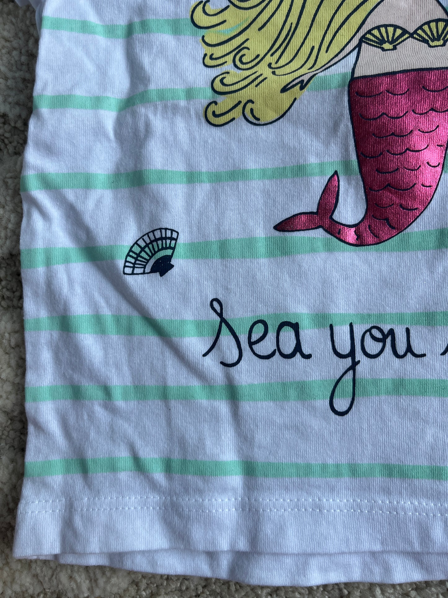 T-shirt à manches courtes blanc motif sirène « see you soon » - 80 cm