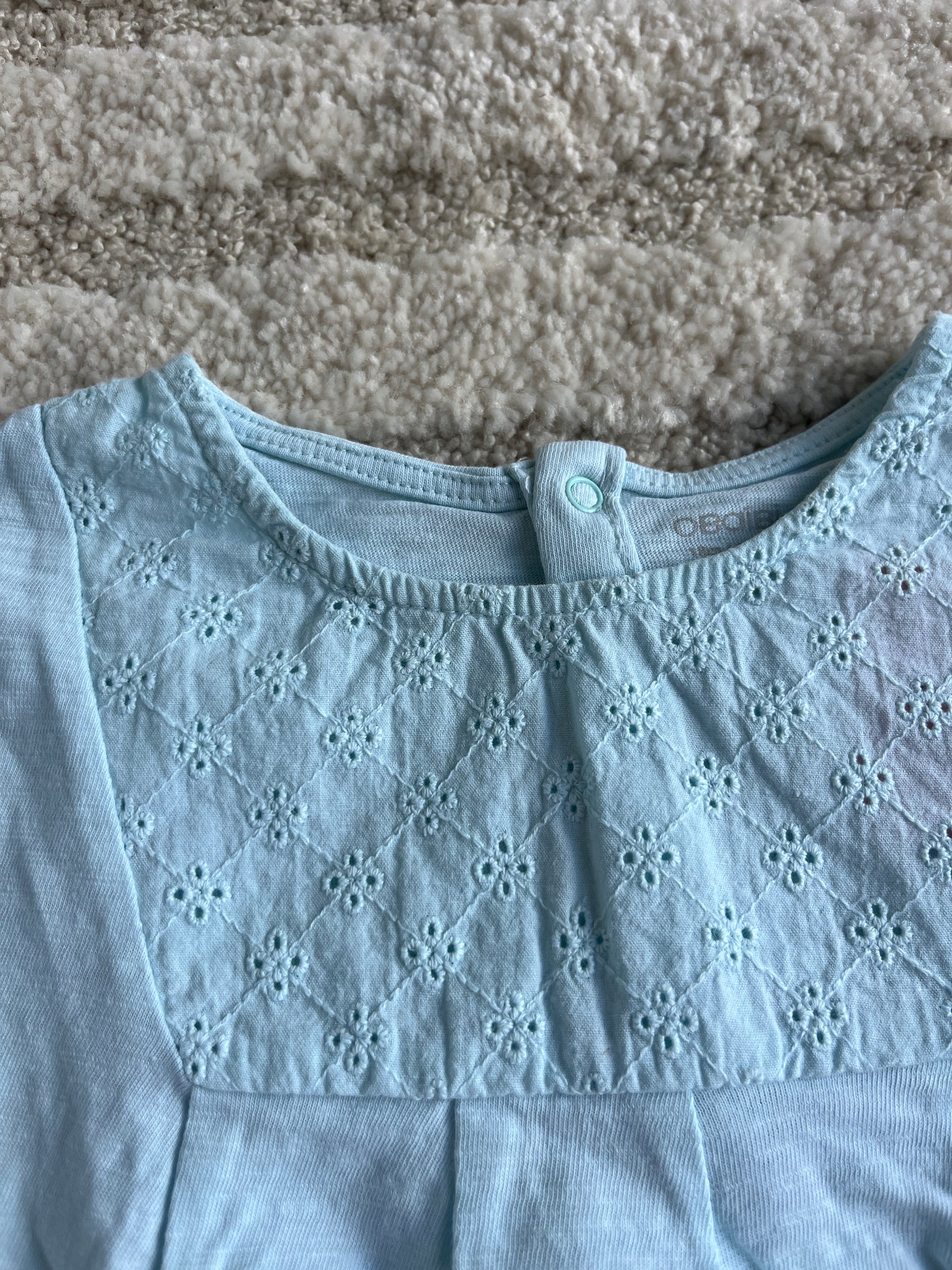 T-shirt à manches courtes bleu avec broderies Obaïbi - 18 mois