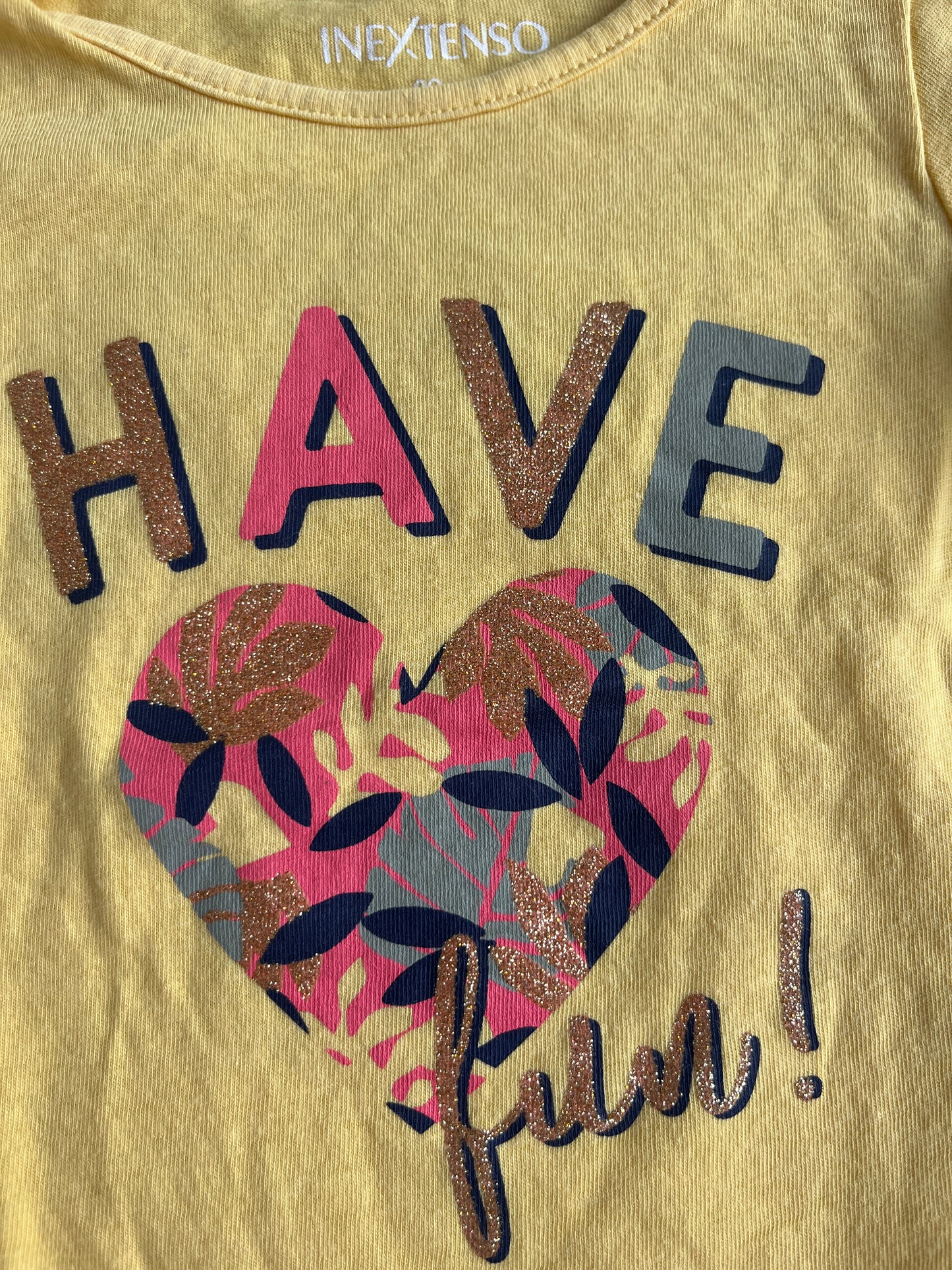T-shirt à manches courtes jaune « have fun » - 18 mois