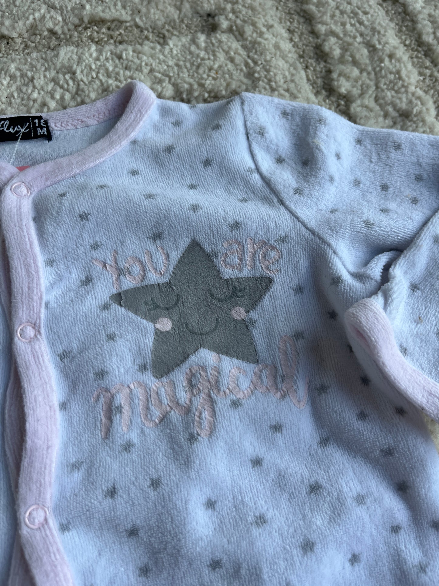 Pyjama velours blanc étoile grise « you are magical » - 18 mois