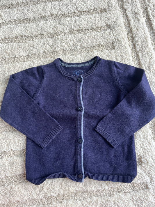Cardigan à manches longues bleu marine motif cœur argenté Grain de Blé - 18 mois