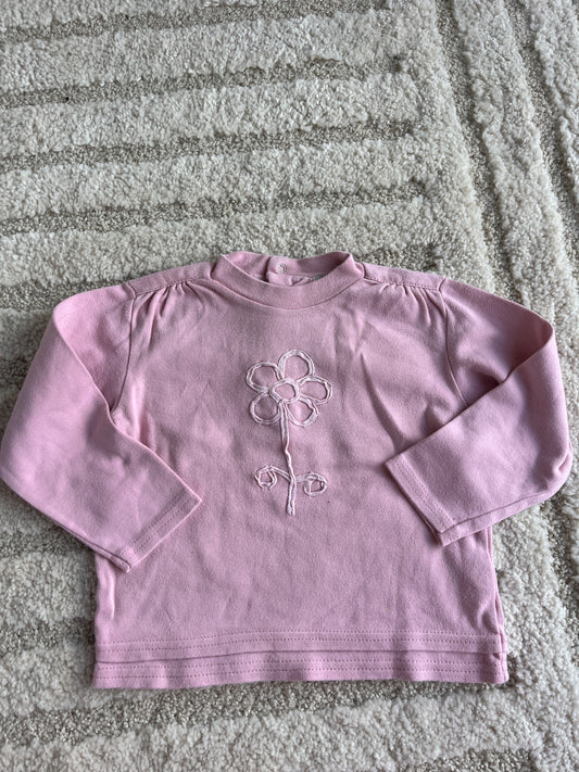 T-shirt à manches longues rose motif fleur en relief Grain de Blé - 18 mois