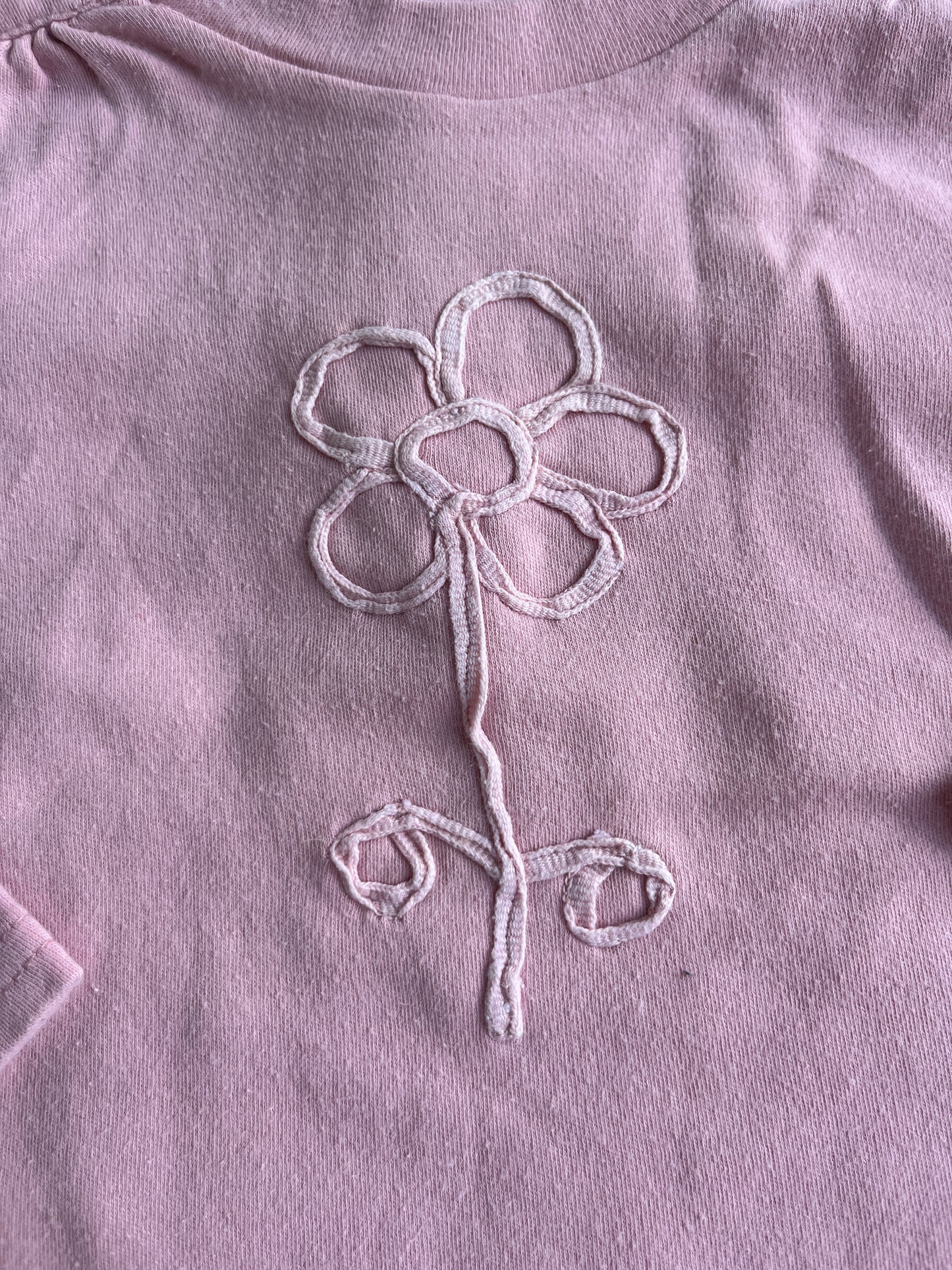 T-shirt à manches longues rose motif fleur en relief Grain de Blé - 18 mois