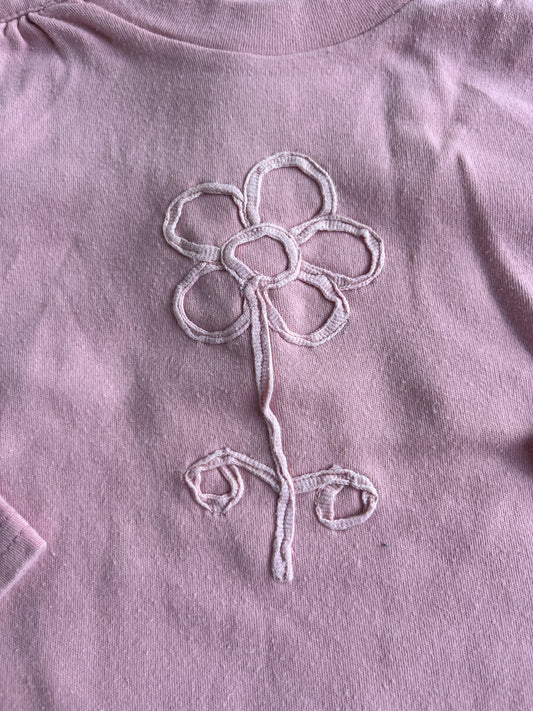 T-shirt à manches longues rose motif fleur en relief Grain de Blé - 18 mois