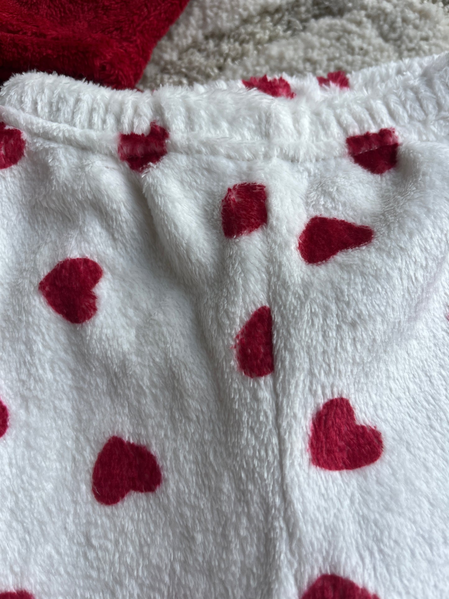 Pyjama velours 2 pièces rouge et blanc tête de lapin et cœurs - 18/24 mois