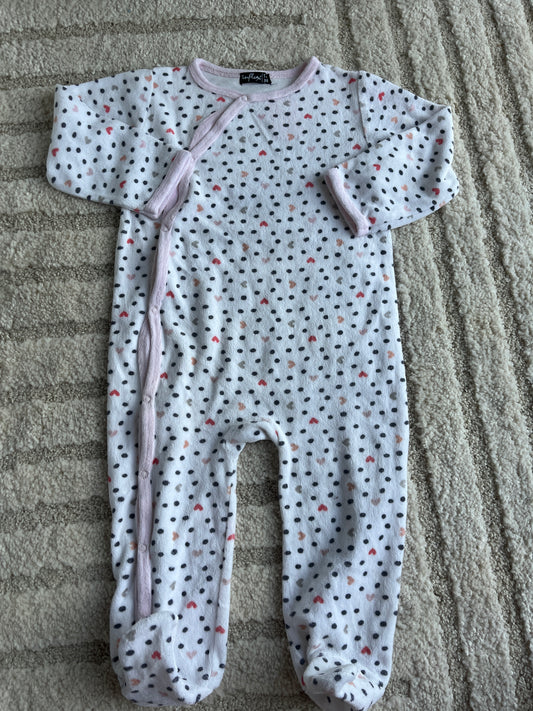 Pyjama velours blanc avec pois noirs Influx - 18 mois