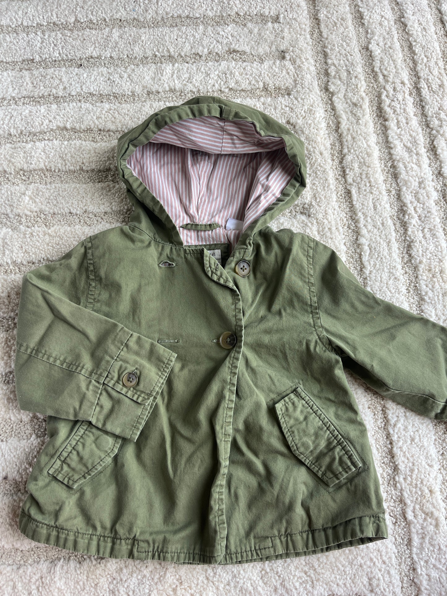 Manteau à manches longues et à capuche kaki motif zèbre Zara - 18/24 mois (92cm)