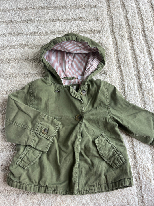 Manteau à manches longues et à capuche kaki motif zèbre Zara - 18/24 mois (92cm)
