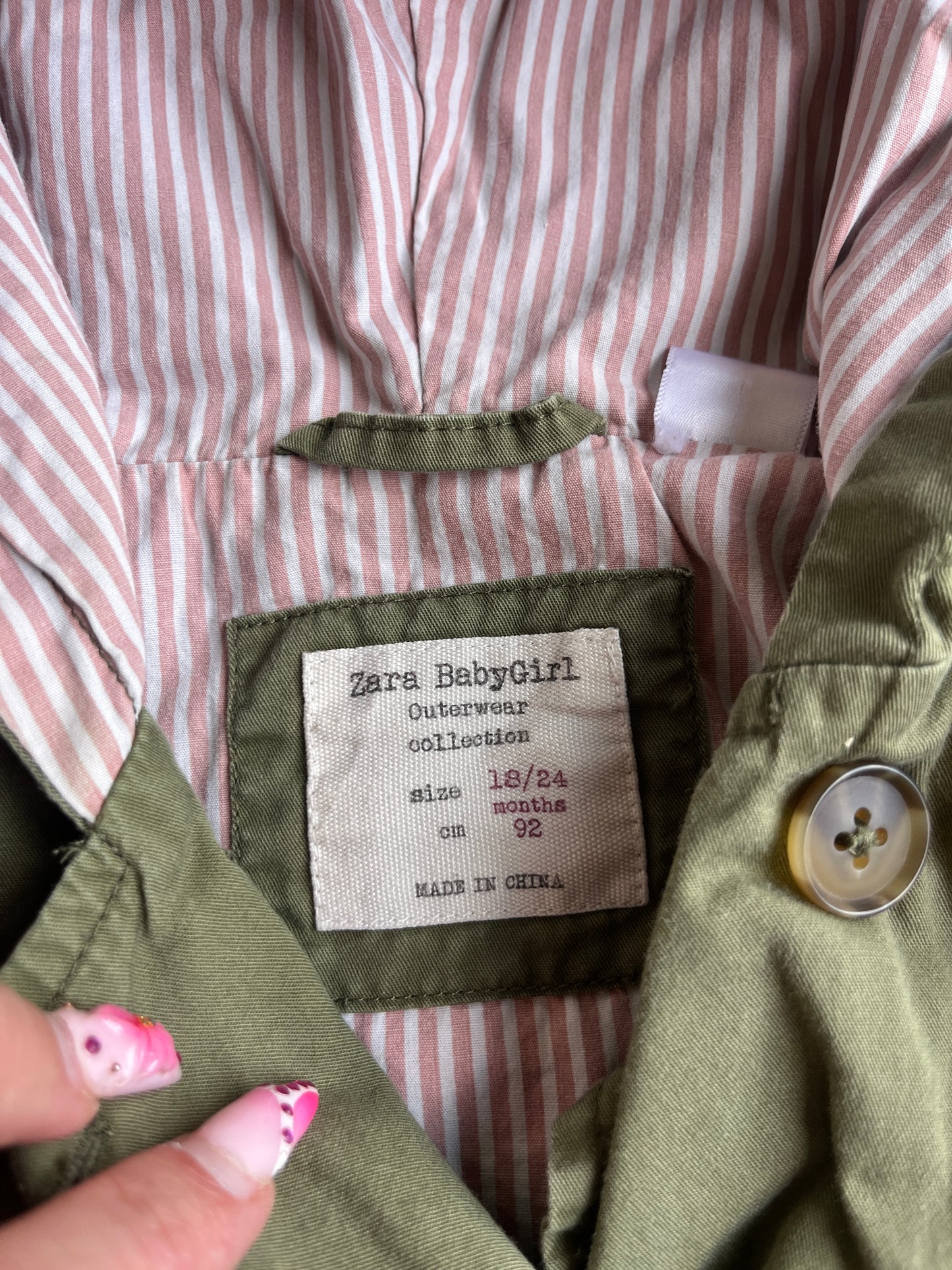 Manteau à manches longues et à capuche kaki motif zèbre Zara - 18/24 mois (92cm)