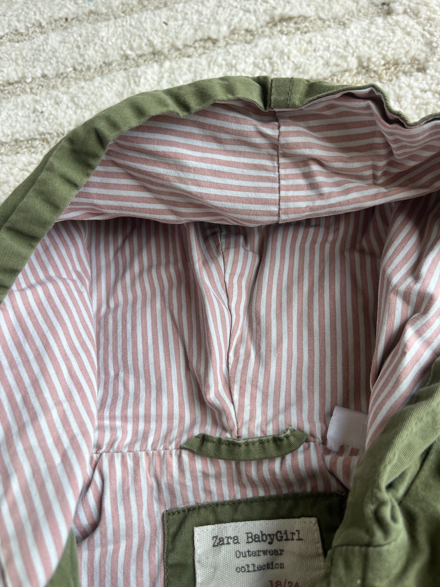 Manteau à manches longues et à capuche kaki motif zèbre Zara - 18/24 mois (92cm)