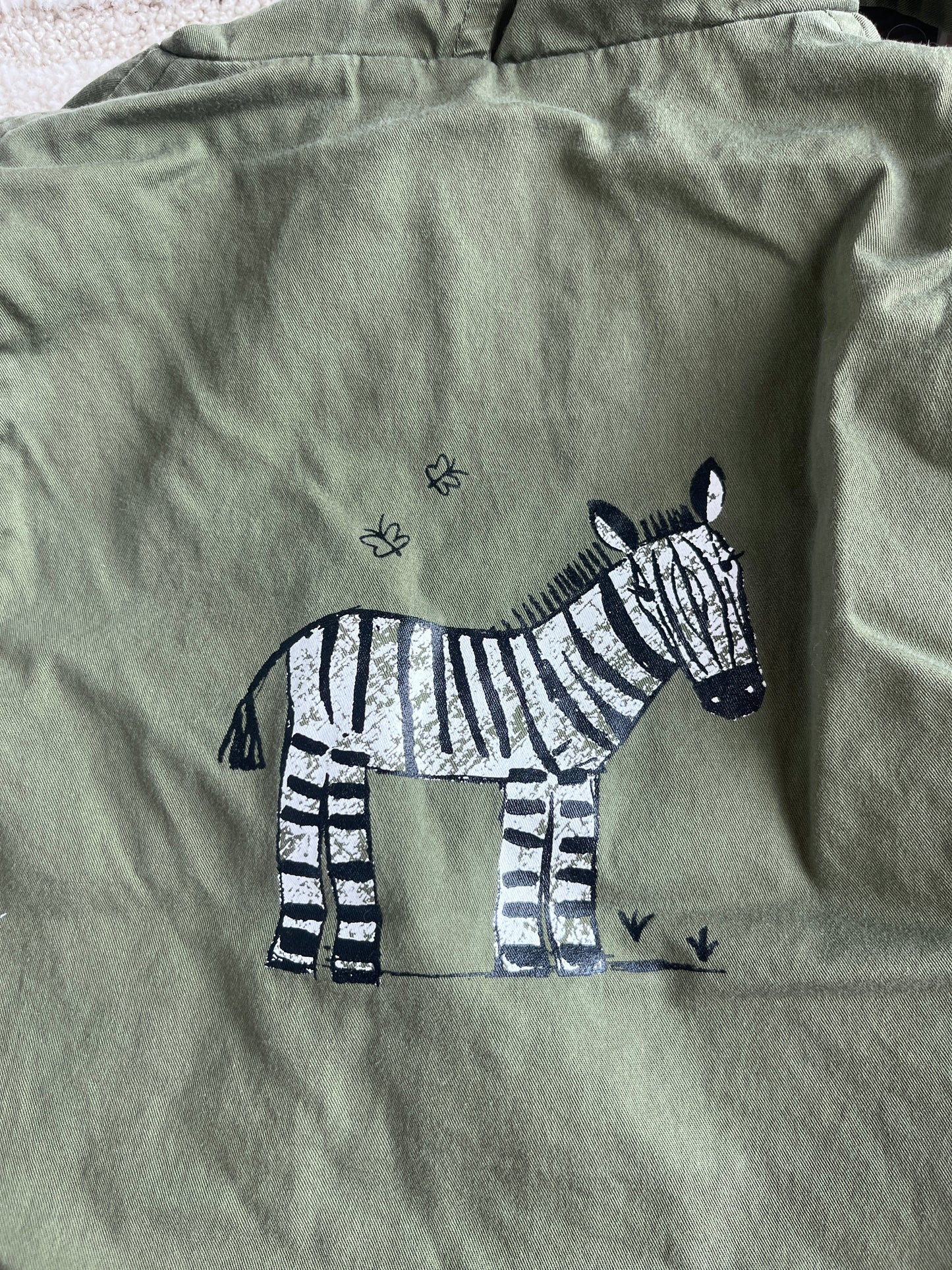 Manteau à manches longues et à capuche kaki motif zèbre Zara - 18/24 mois (92cm)