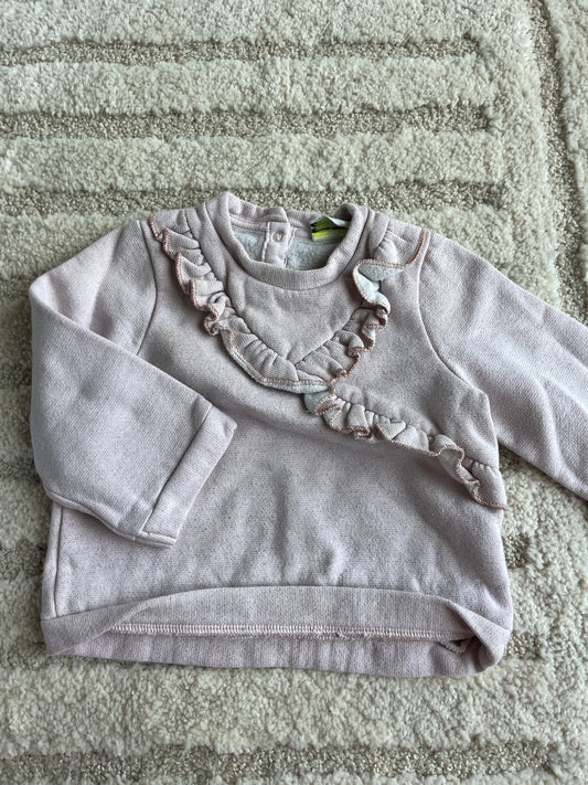 Pull à manches longues rose pale détails volantés TAO - 18 mois