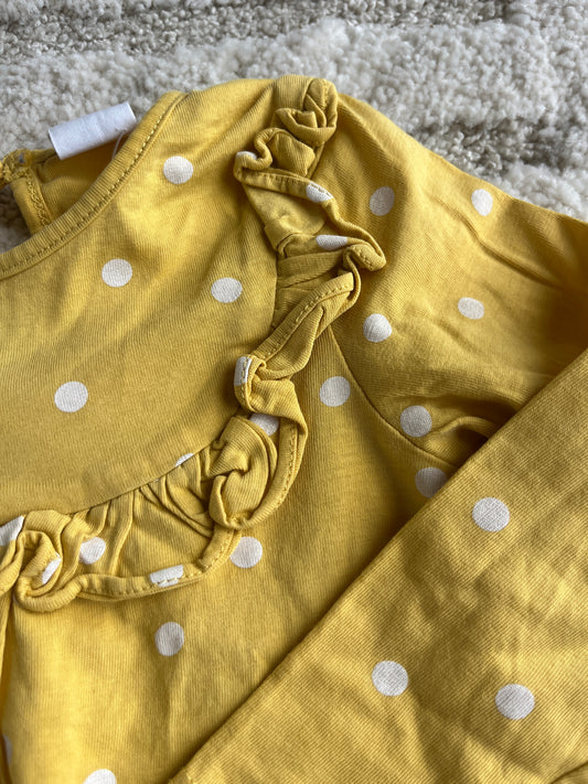 T-shirt à manches longues jaune avec pois blancs H&M - 86 cm