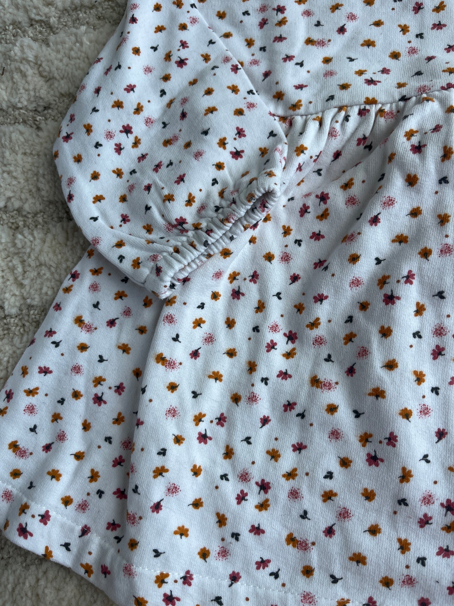 Robe à manches longues blanche motifs feuilles Vertbaudet - 18 mois