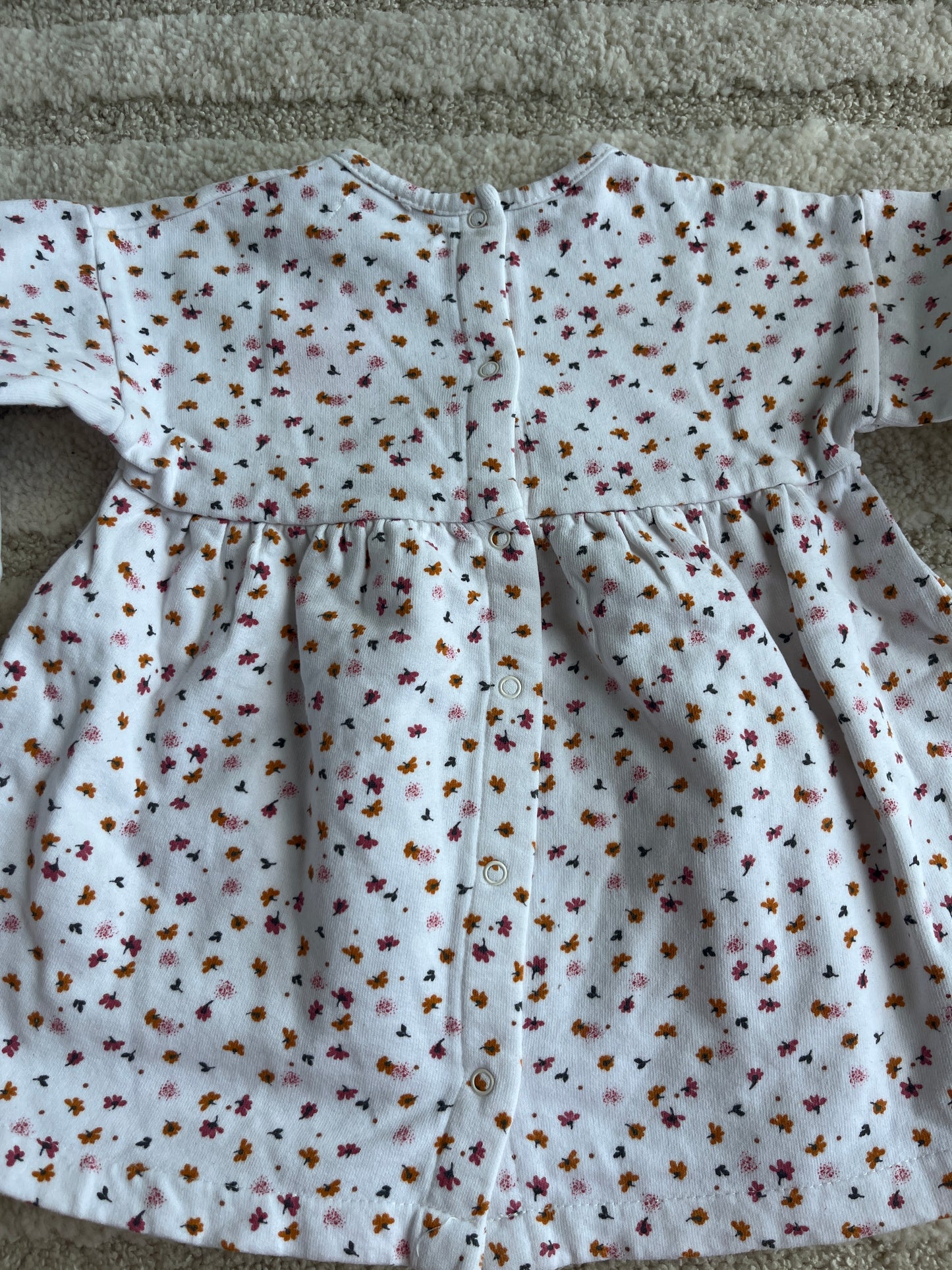 Robe à manches longues blanche motifs feuilles Vertbaudet - 18 mois