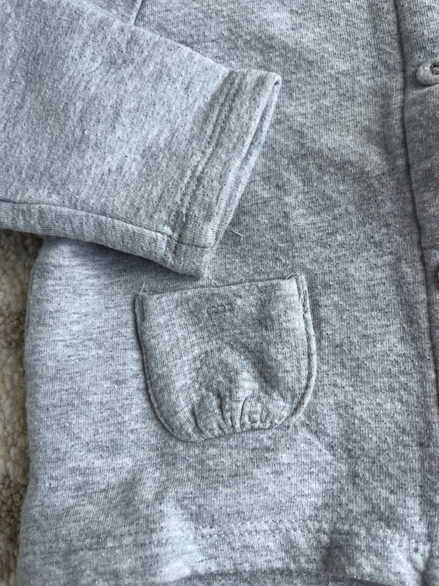 Cardigan à manches longues gris avec détails argentés et poches Tex - 18 mois
