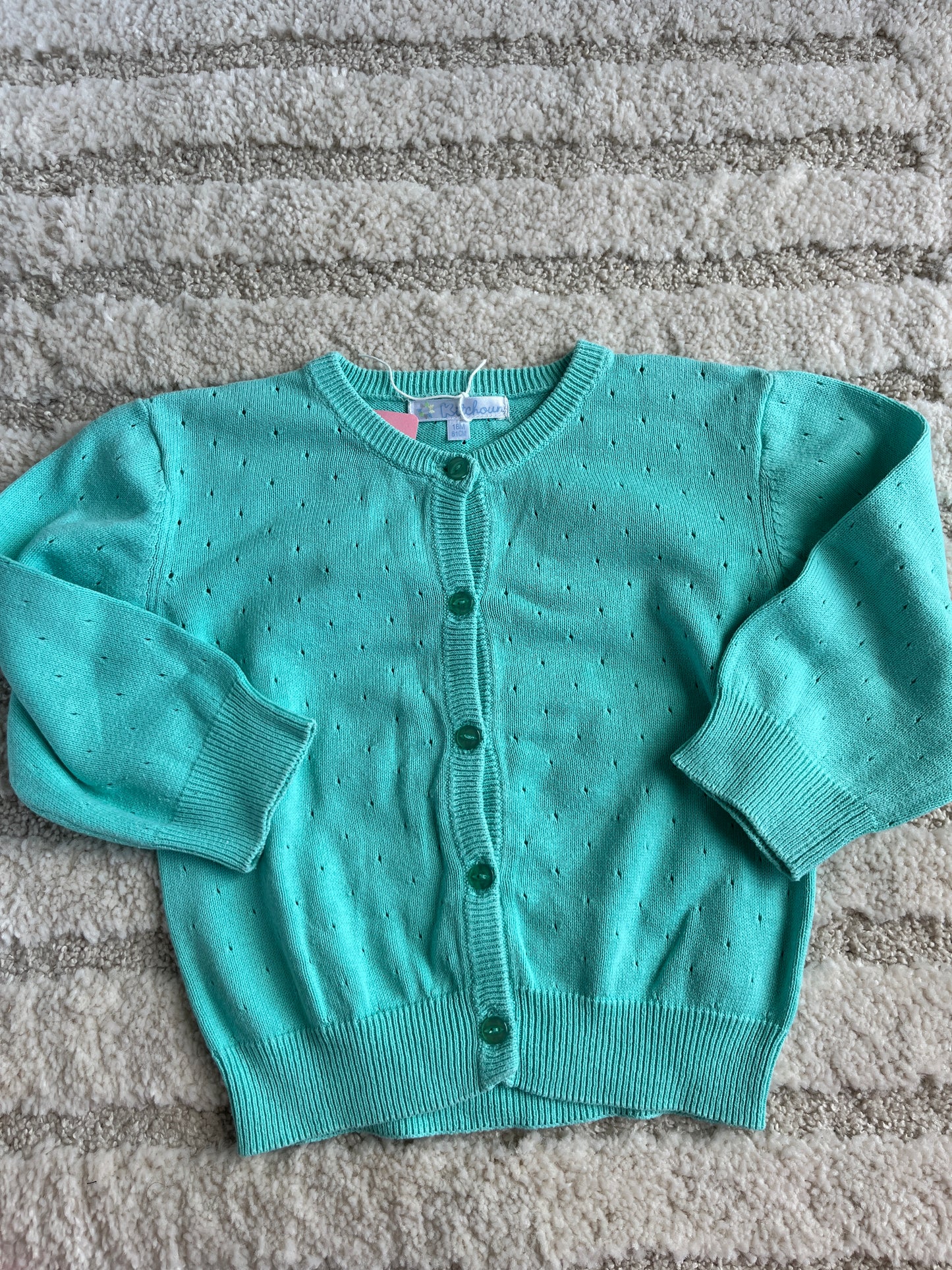 Cardigan à manches longues turquoise avec broderies Kitchoun - 18 mois