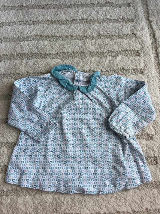T-shirt à manches longues bleu avec col Claudine Obaïbi - 18 mois