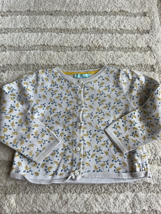 Cardigan à manches longues crème avec fleurs kaki Obaïbi - 23 mois
