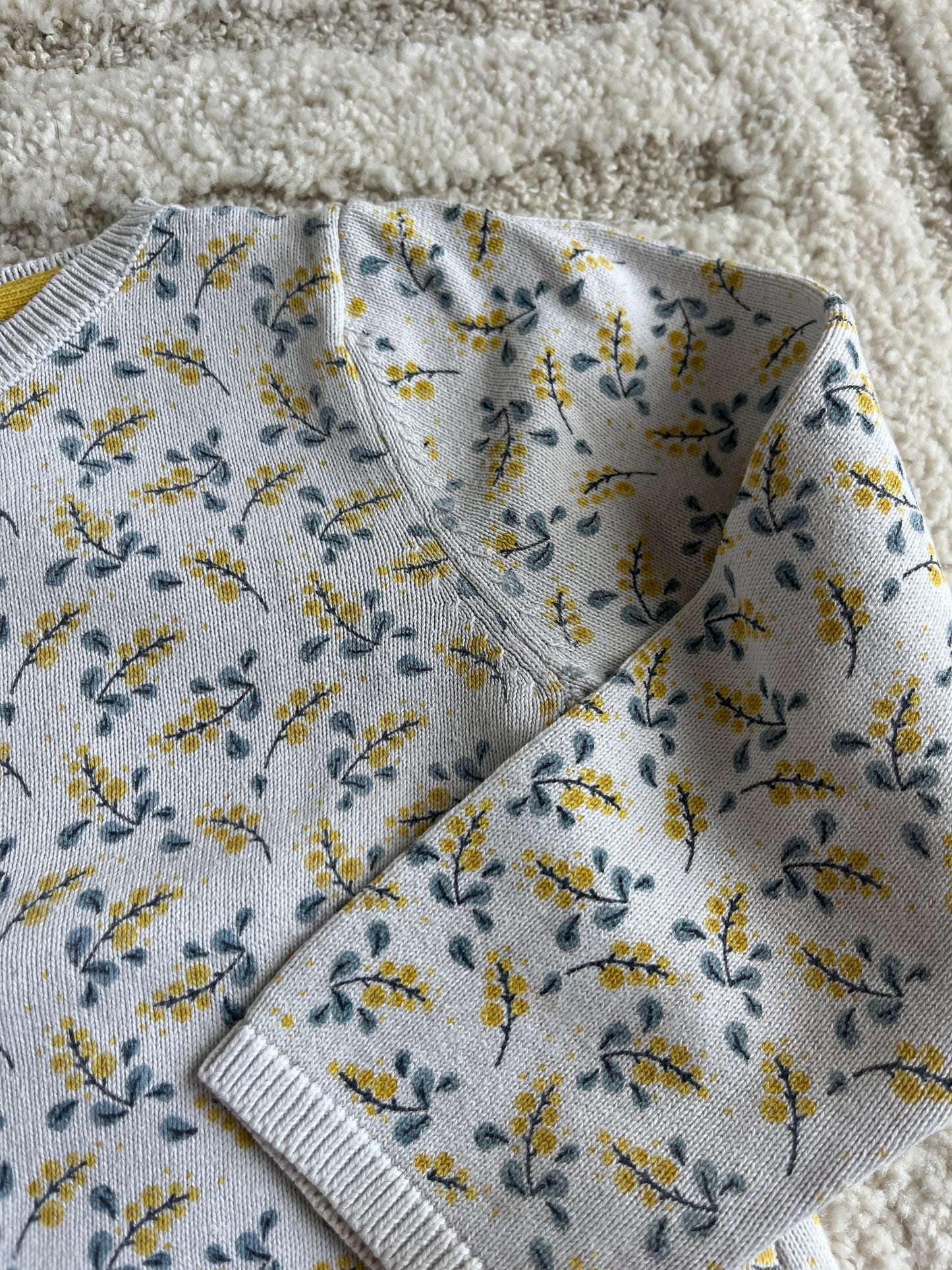 Cardigan à manches longues crème avec fleurs kaki Obaïbi - 23 mois