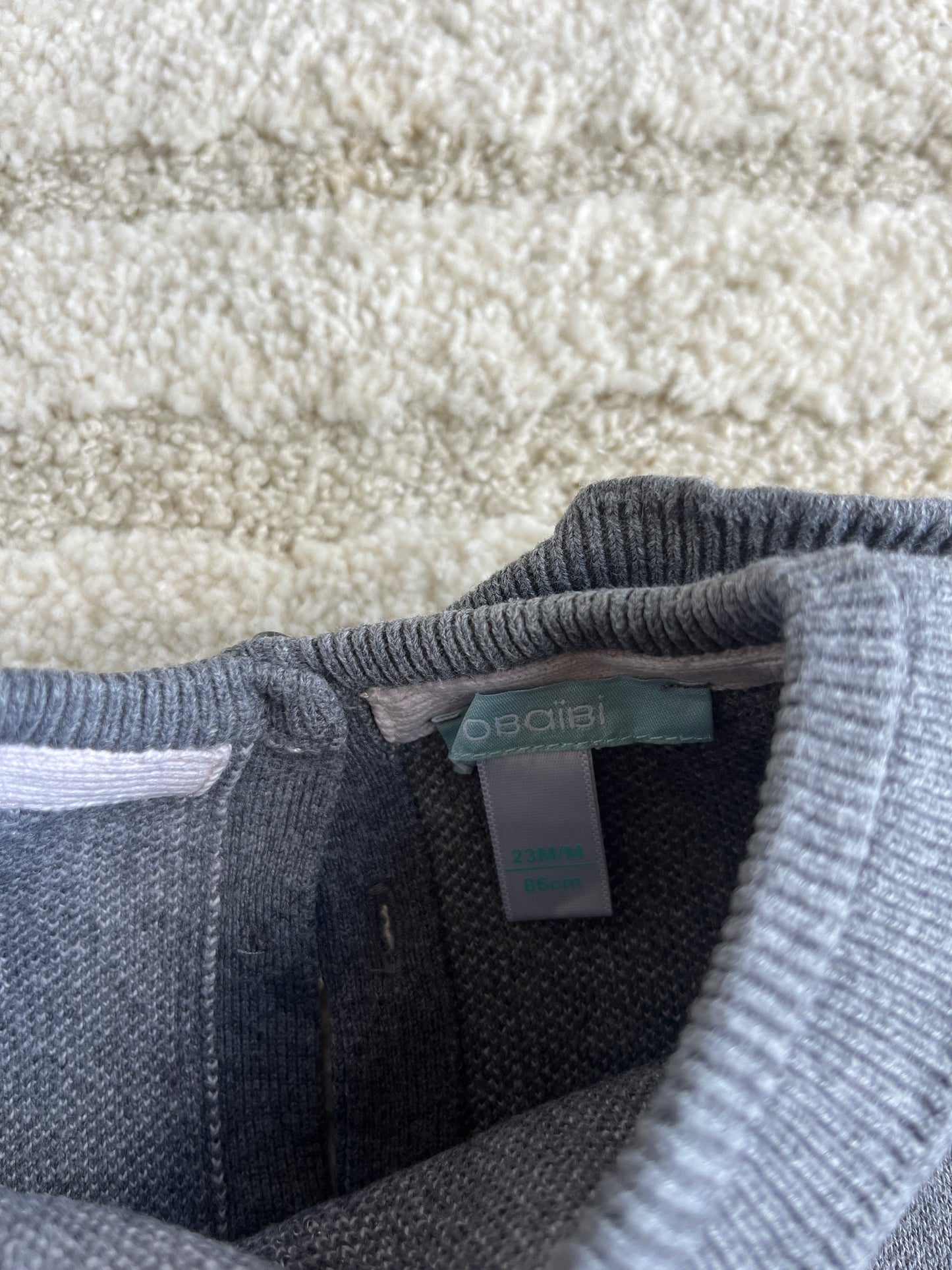Sweat à manches longues gris avec col Claudine motif cœur Obaïbi - 23 mois