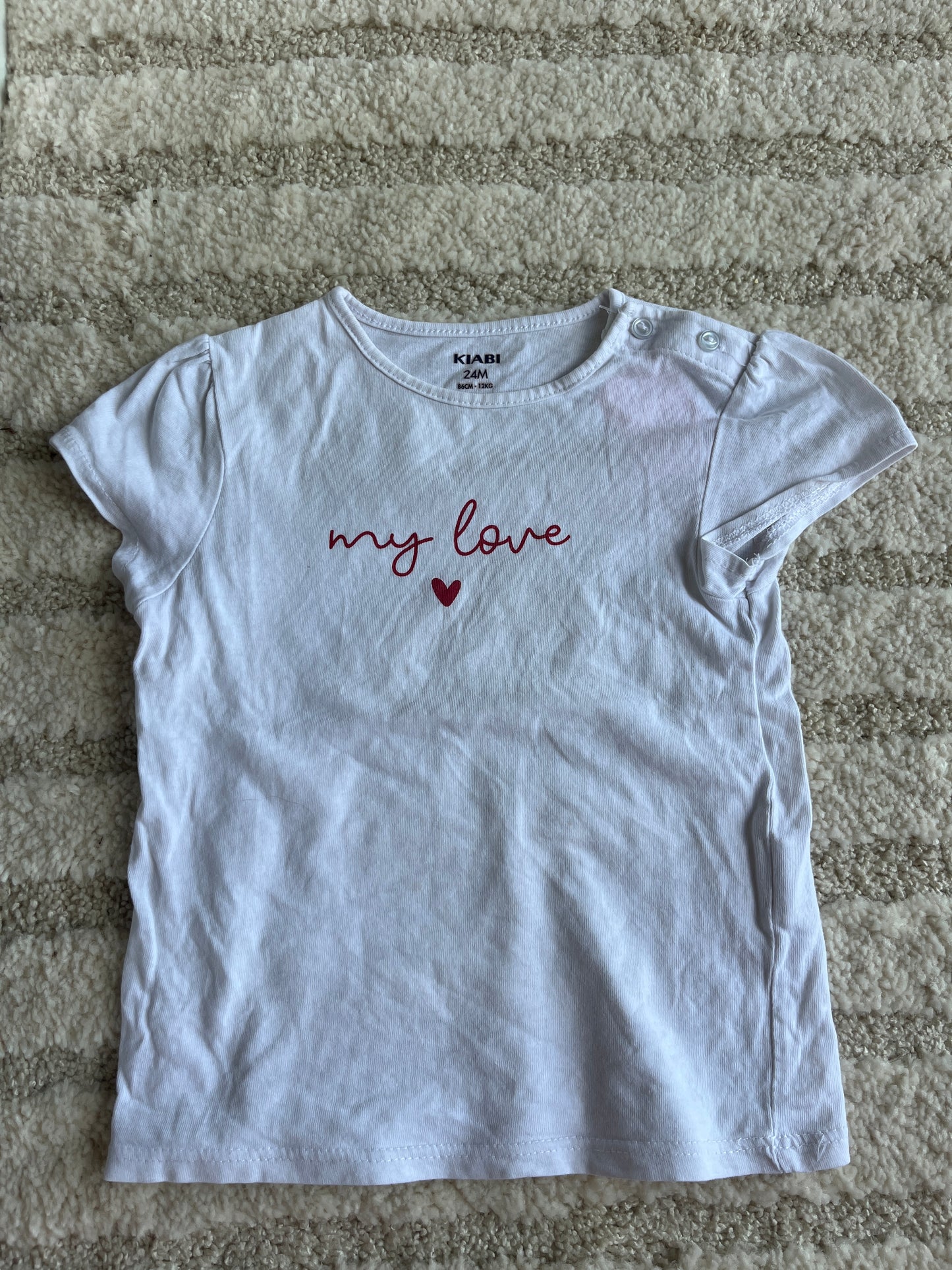 T-shirt à manches courtes blanc « my love » - 24 mois