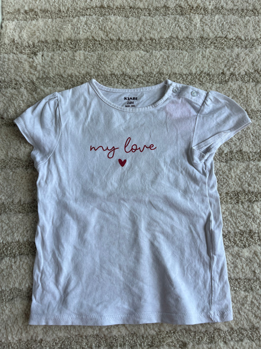 T-shirt à manches courtes blanc « my love » - 24 mois