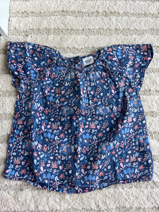 Blouse à manches courtes bleu motif fleurs TAO - 23 mois