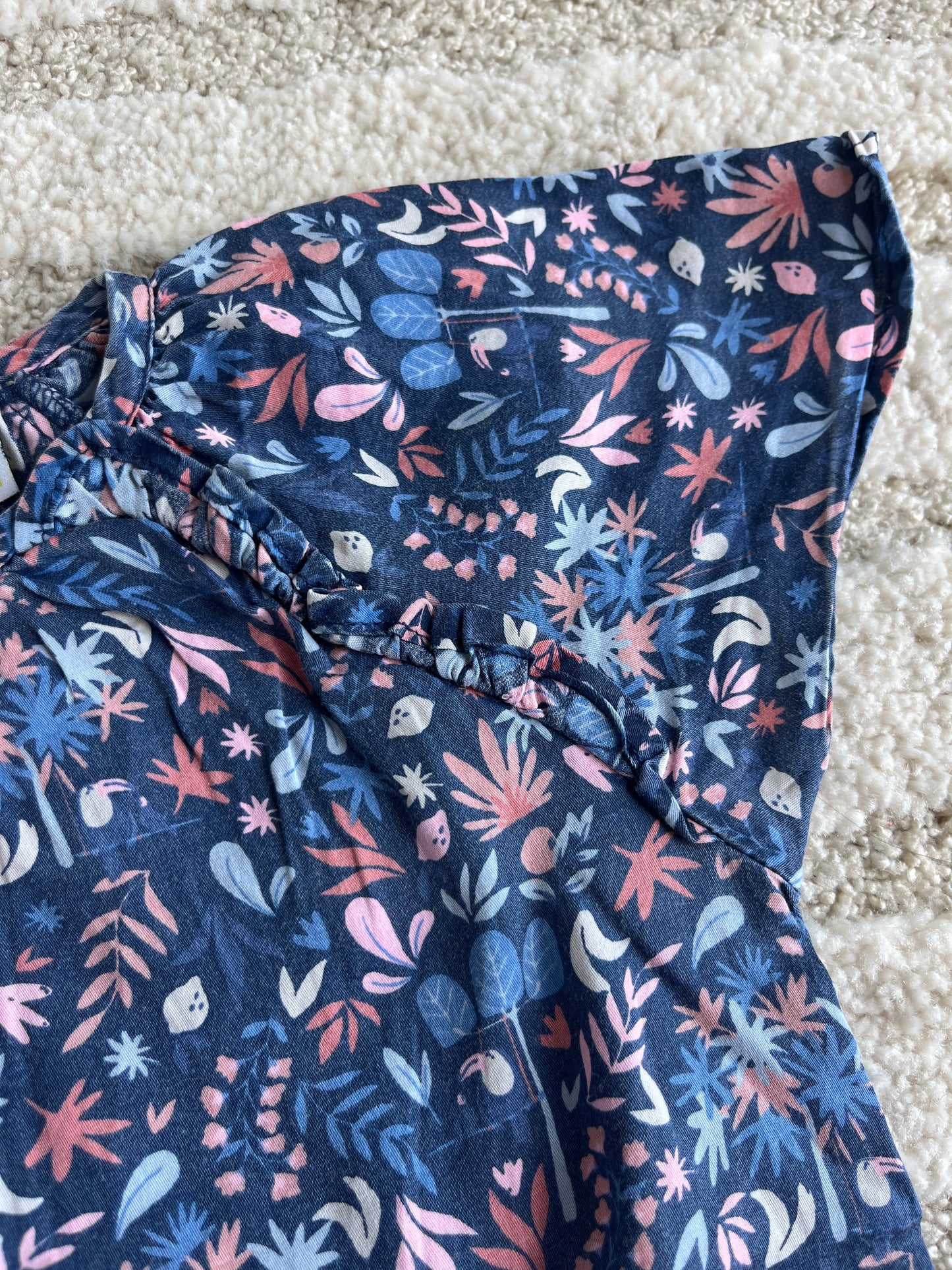 Blouse à manches courtes bleu motif fleurs TAO - 23 mois