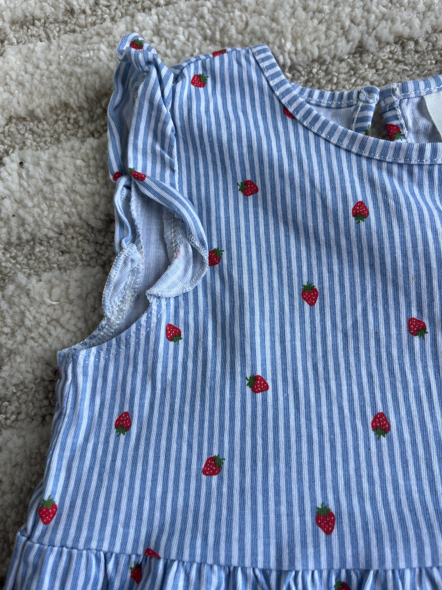 Robe sans manches été rayée bleu et blanche motifs fraises H&M - 92 cm