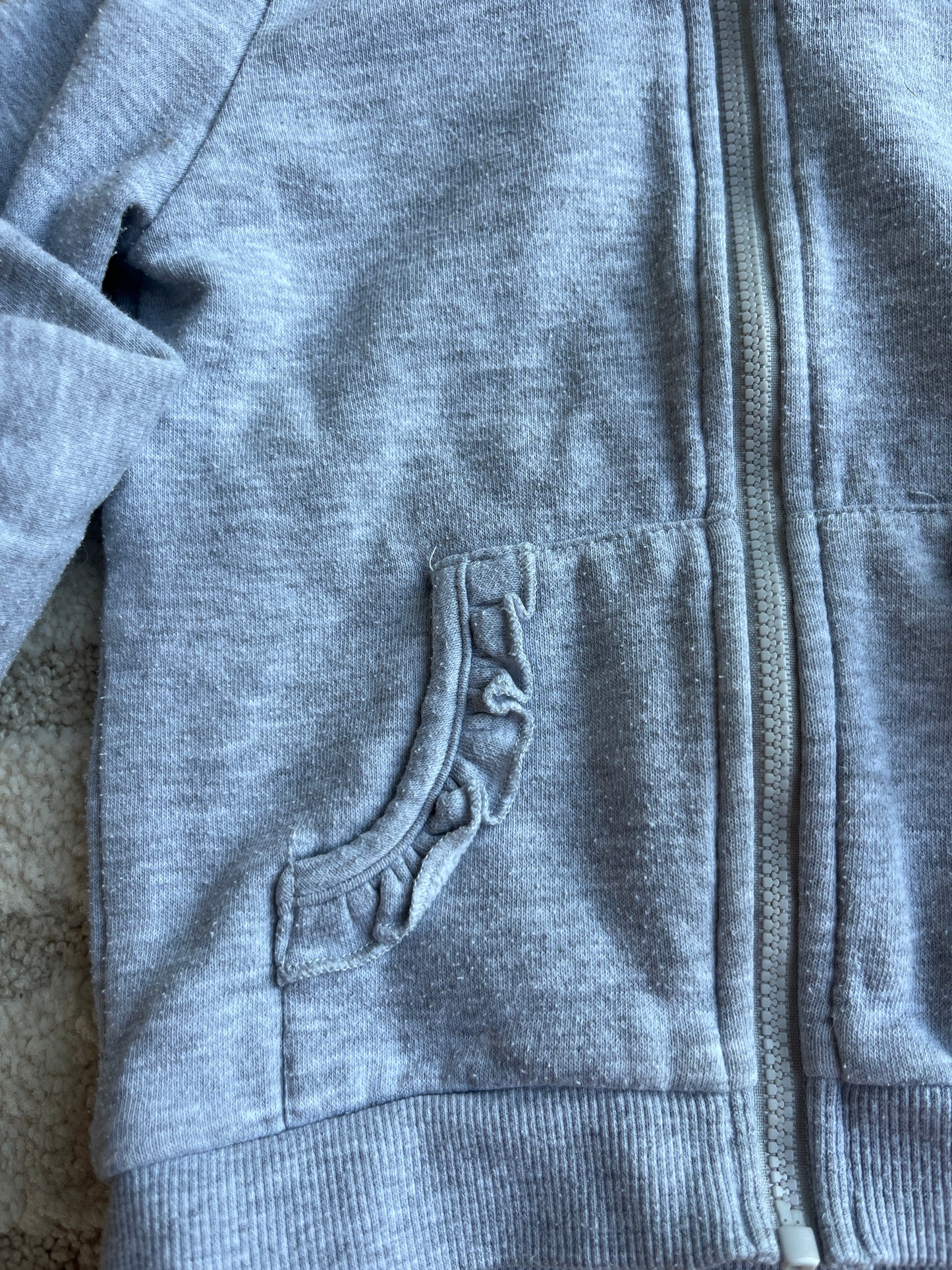 Gilet à manches longues et à capuche gris à zip - 98 cm