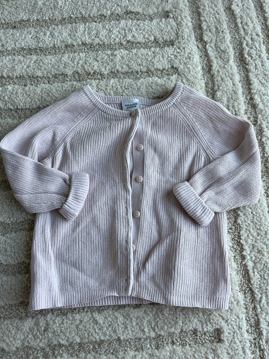 Cardigan en maille à manches longues rose pale TAO - 36 mois