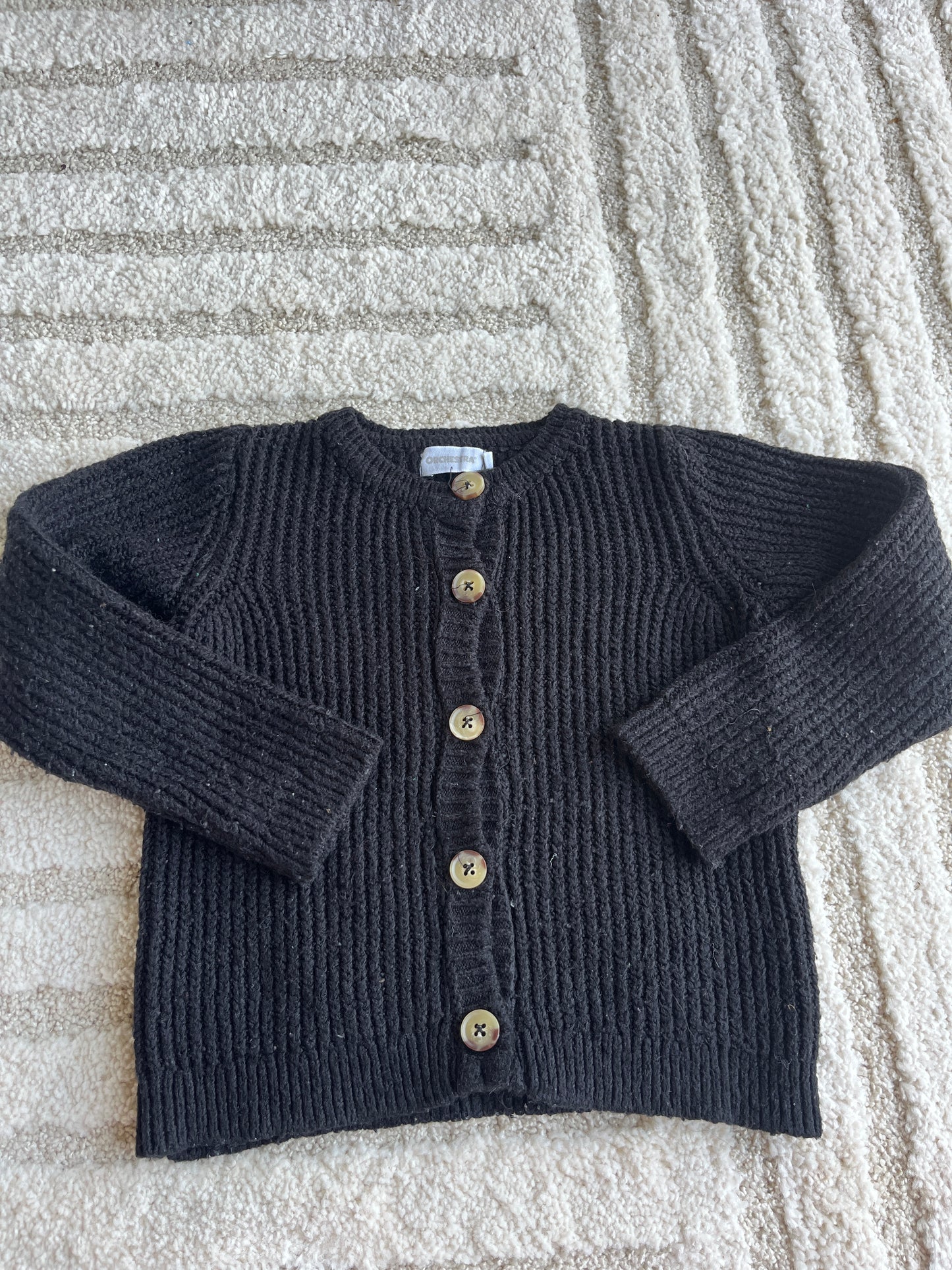 Cardigan en maille à manches longues noire Orchestra - 36 mois