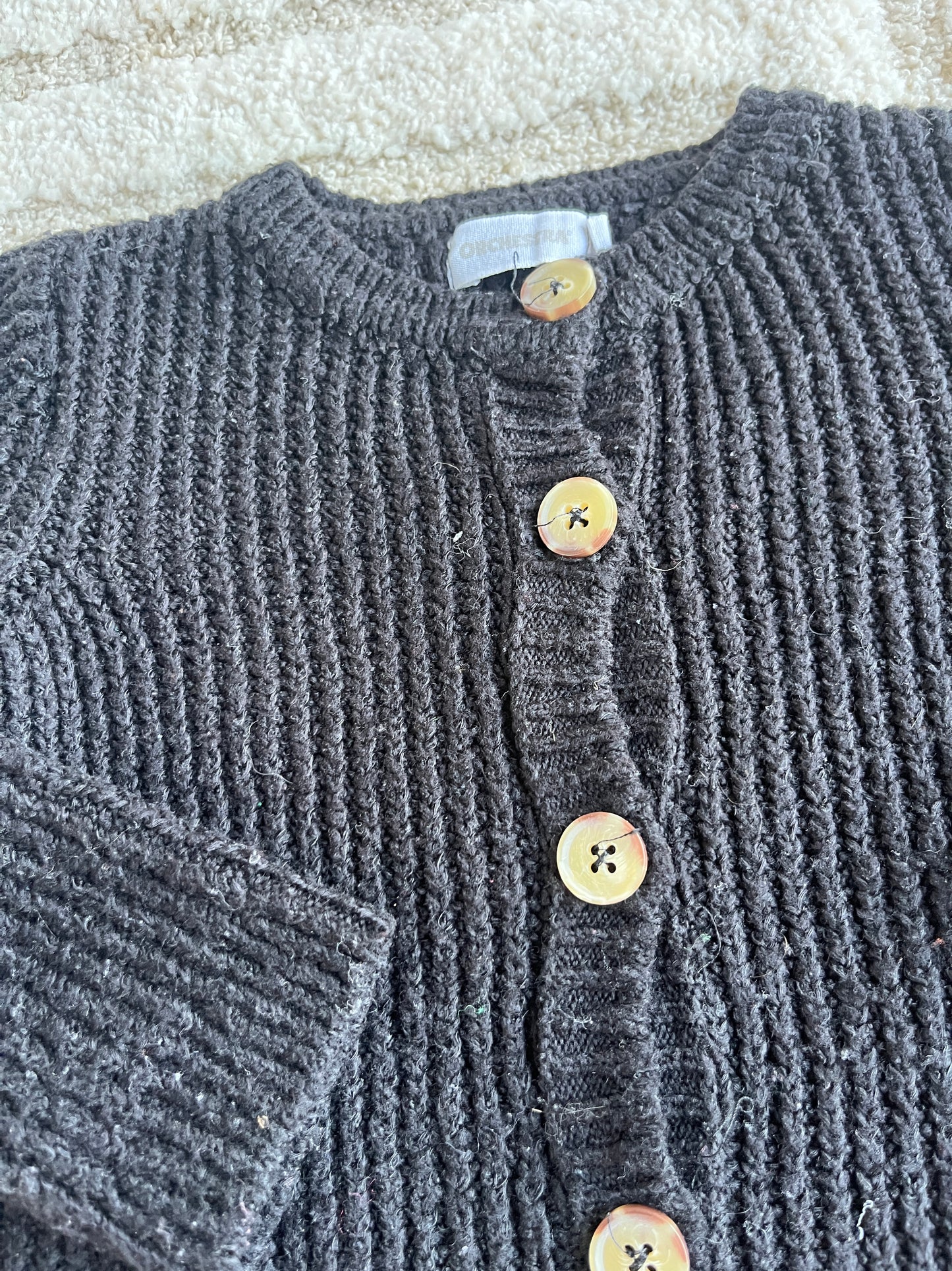 Cardigan en maille à manches longues noire Orchestra - 36 mois