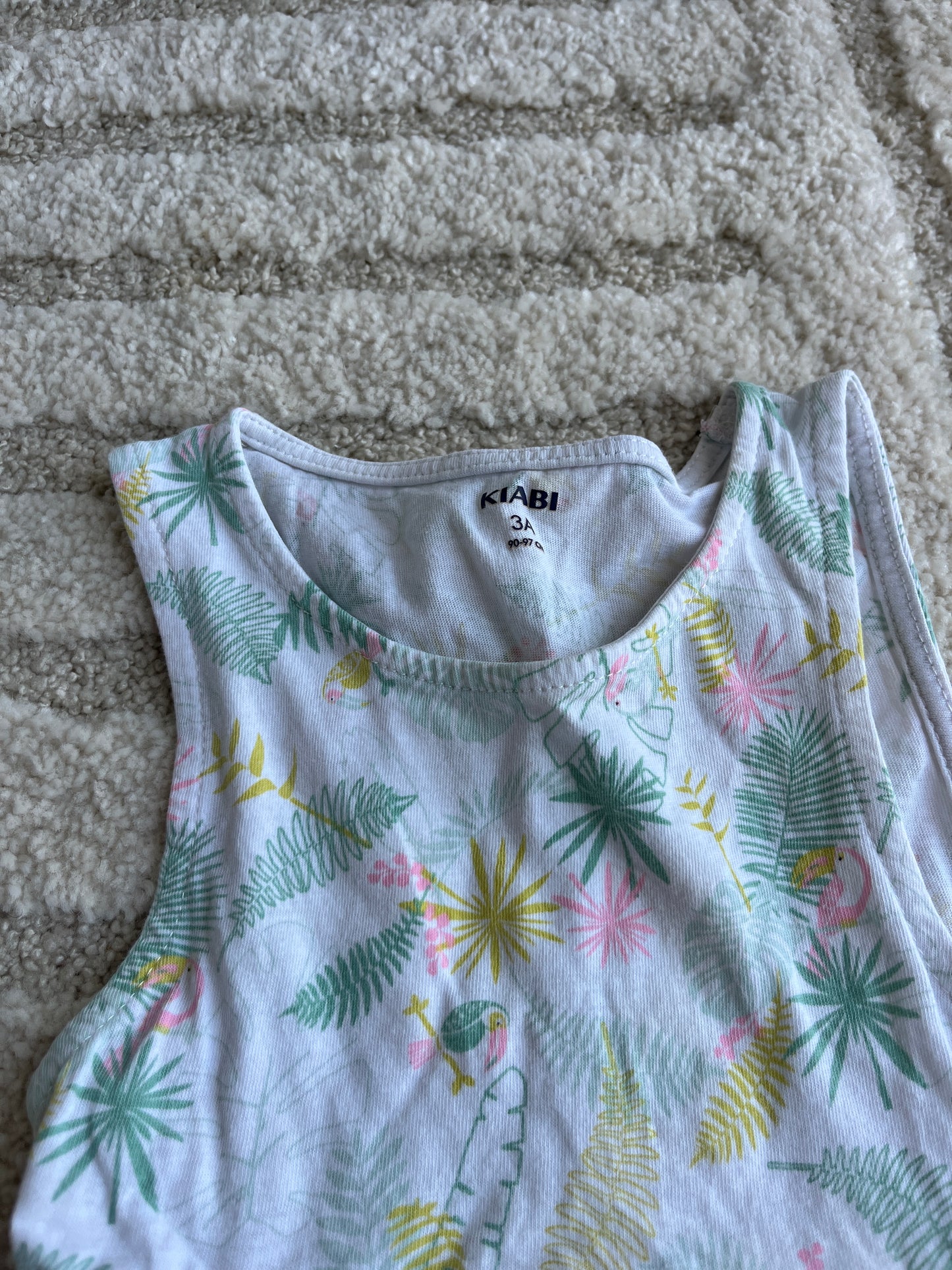 Robe sans manches été blanche motifs palmiers - 3 ans