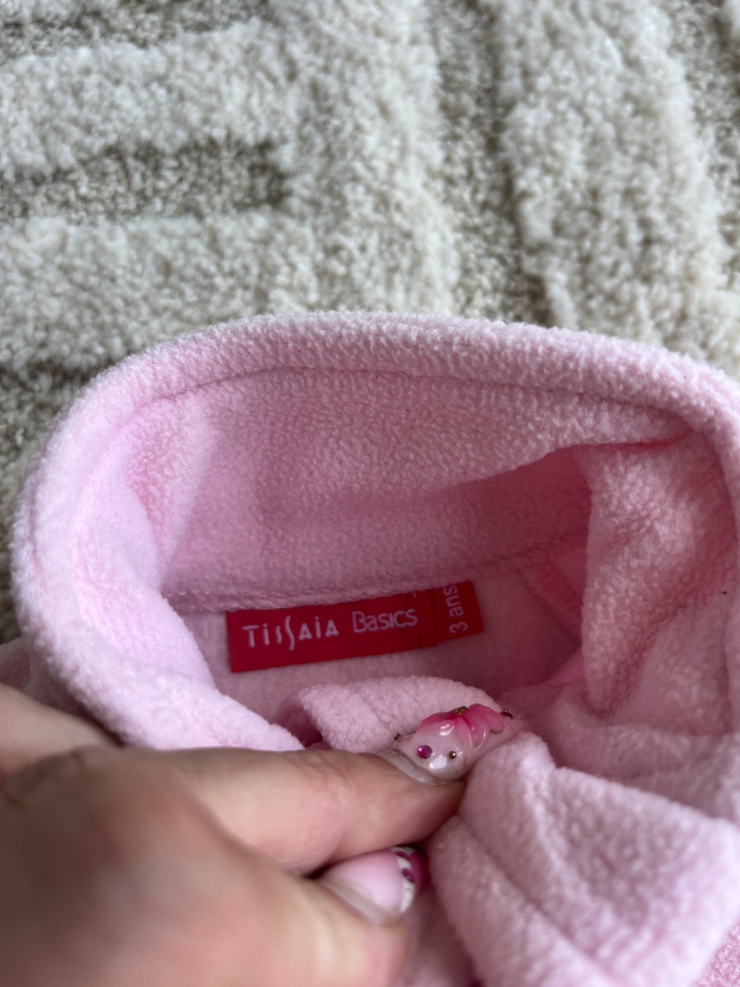 Veste à manches longues polaire rose demi zip - 3 ans