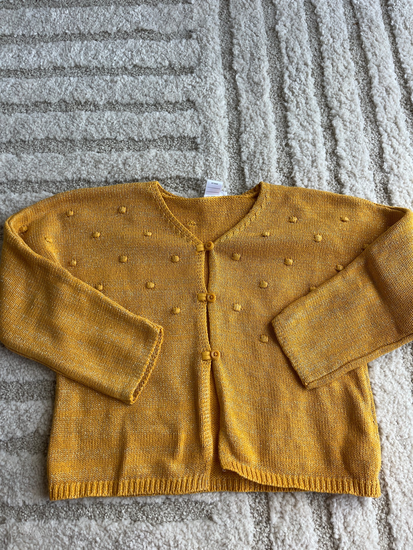 Cardigan à manches longues moutarde et paillettes Grain de Blé - 36 mois