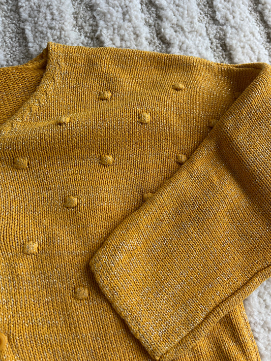 Cardigan à manches longues moutarde et paillettes Grain de Blé - 36 mois