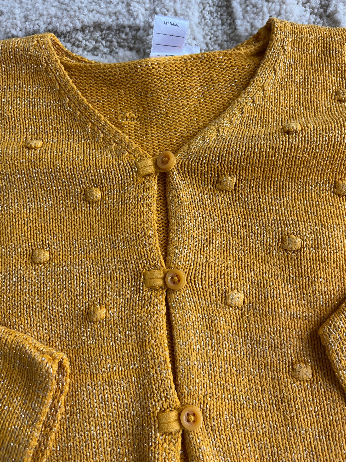 Cardigan à manches longues moutarde et paillettes Grain de Blé - 36 mois