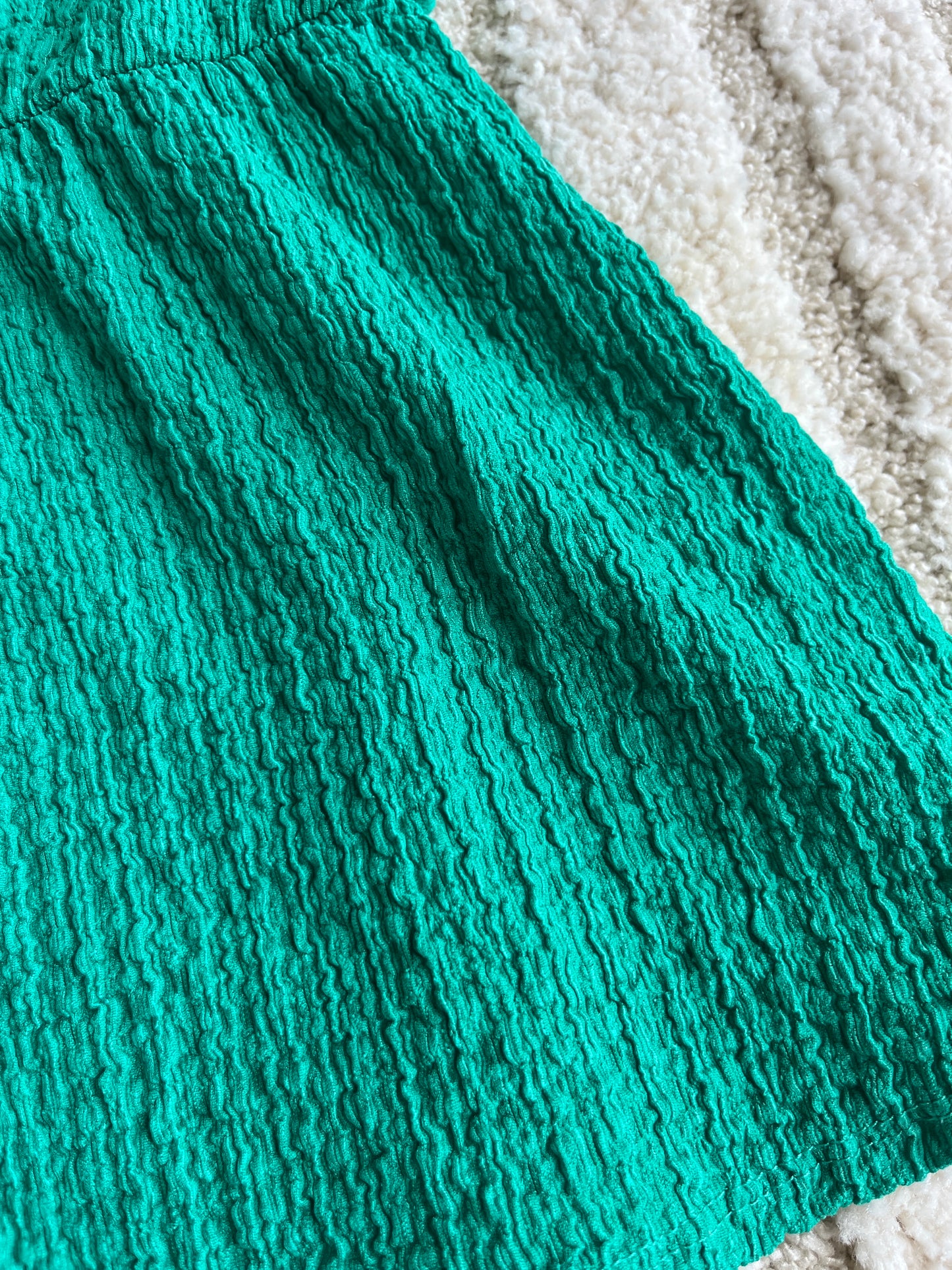 Robe à manches courtes vert effet gaze de coton - 36 mois