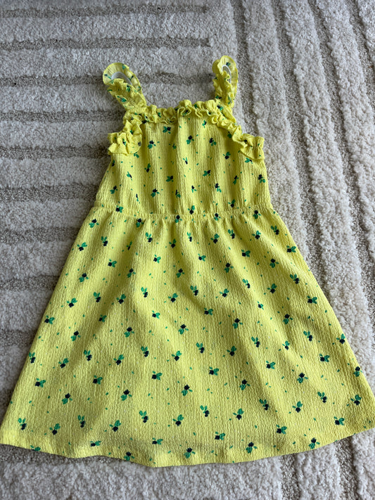 Robe à bretelles jaune motifs fleurs - 36 mois