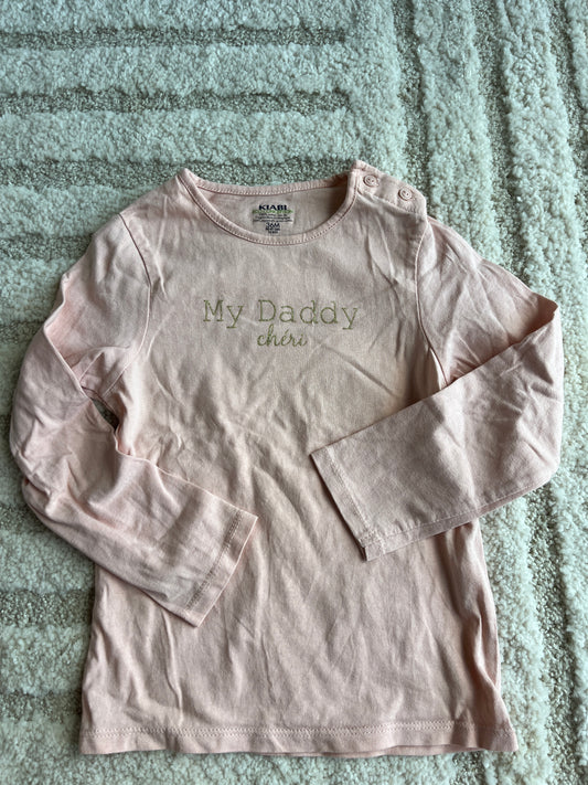 T-shirt à manches longues rose « my daddy chéri » - 36 mois