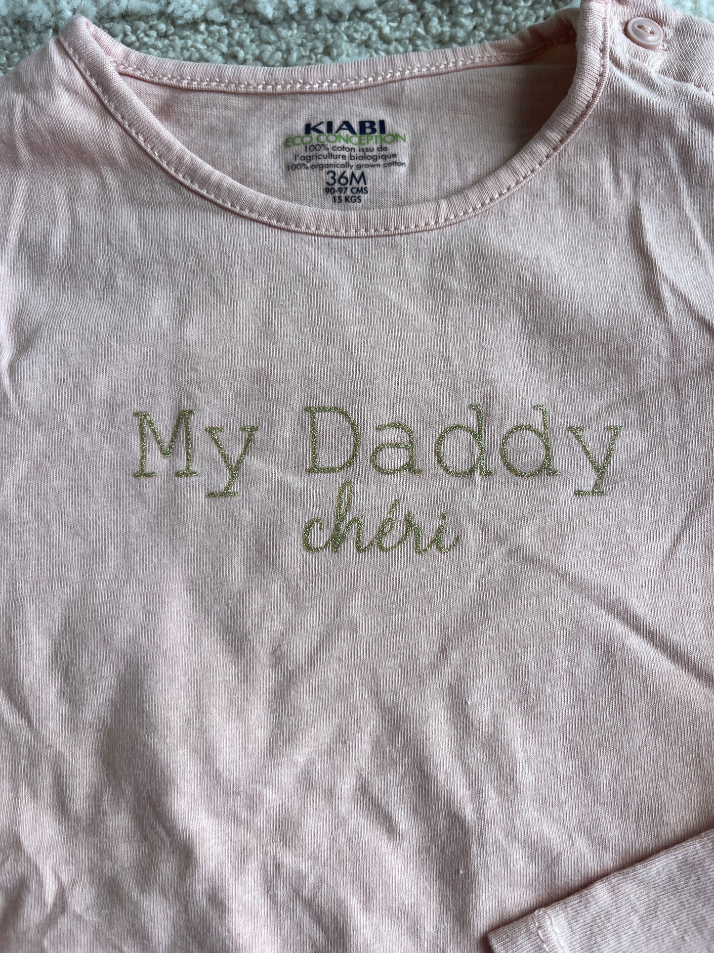 T-shirt à manches longues rose « my daddy chéri » - 36 mois