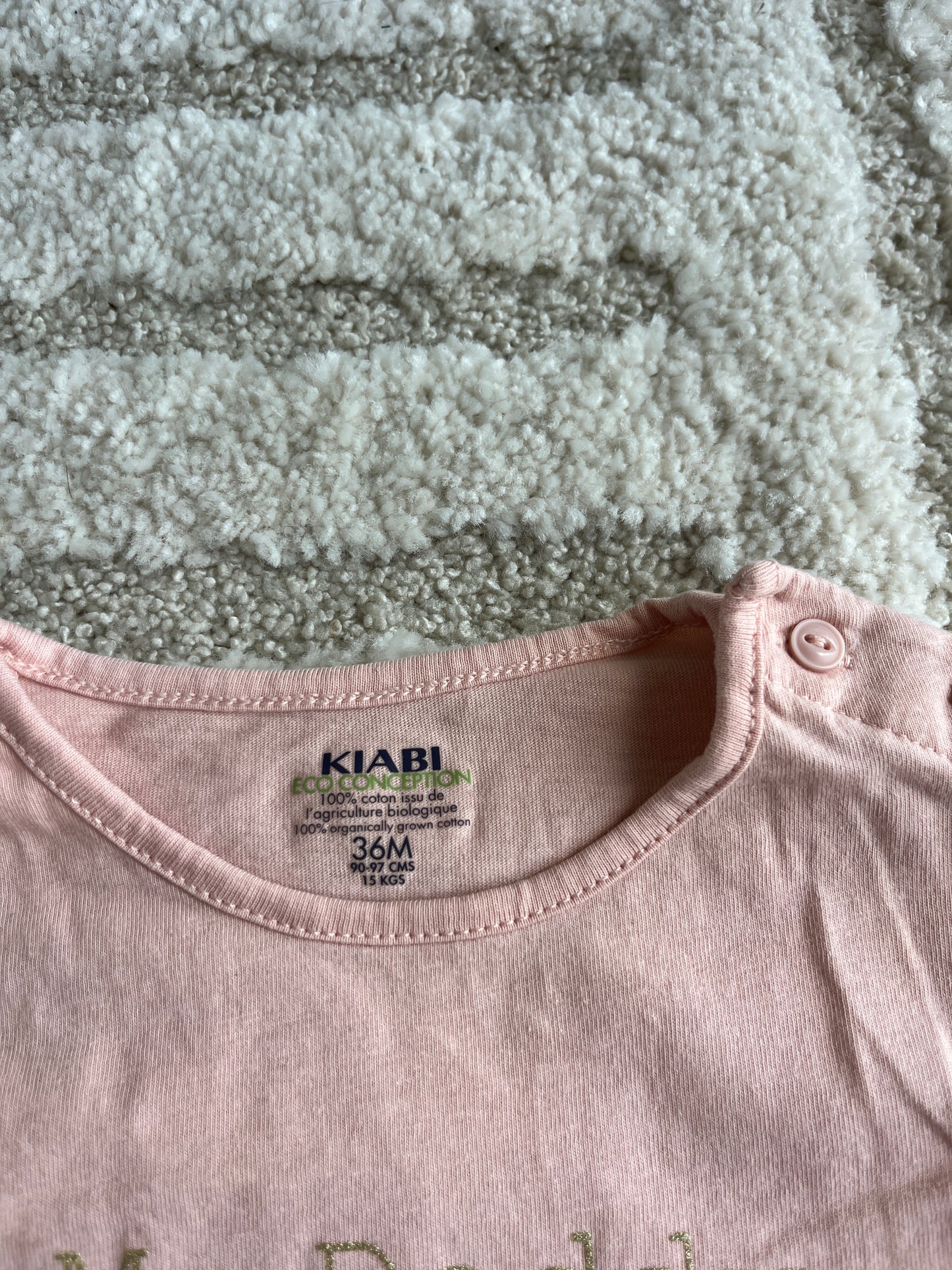 T-shirt à manches longues rose « my daddy chéri » - 36 mois