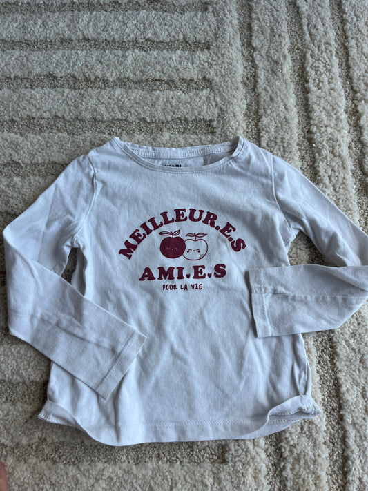 T-shirt à manches longues blanc « meilleures amies pour la vie » - 36 mois