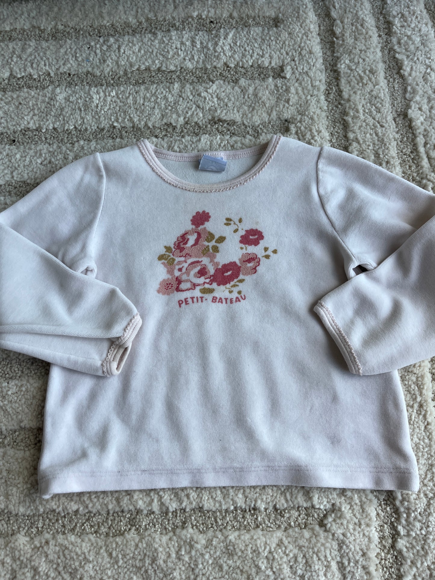 Pyjama 2 pièces velours fleurs rose Petit Bateau - 3 ans