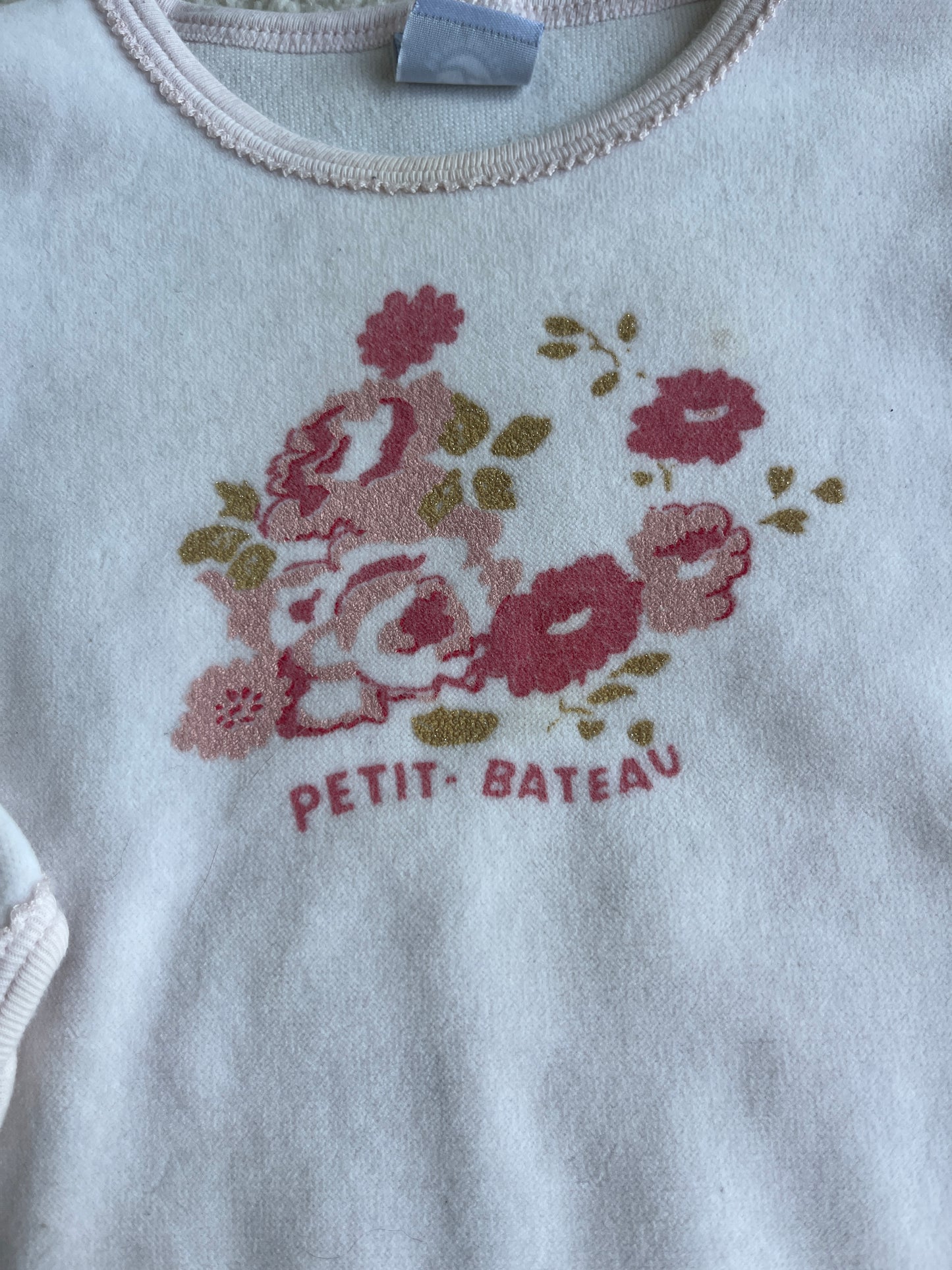 Pyjama 2 pièces velours fleurs rose Petit Bateau - 3 ans