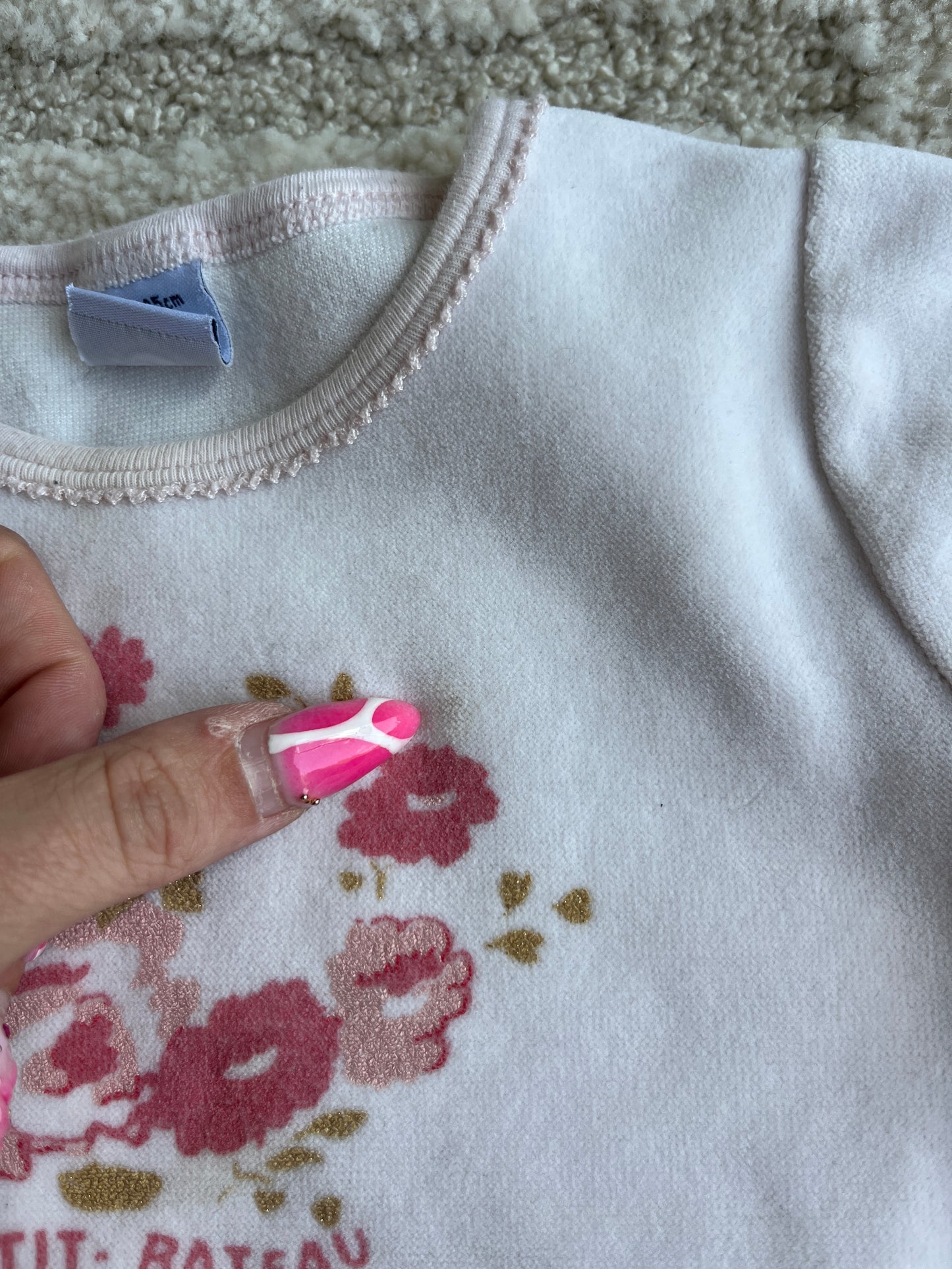 Pyjama 2 pièces velours fleurs rose Petit Bateau - 3 ans