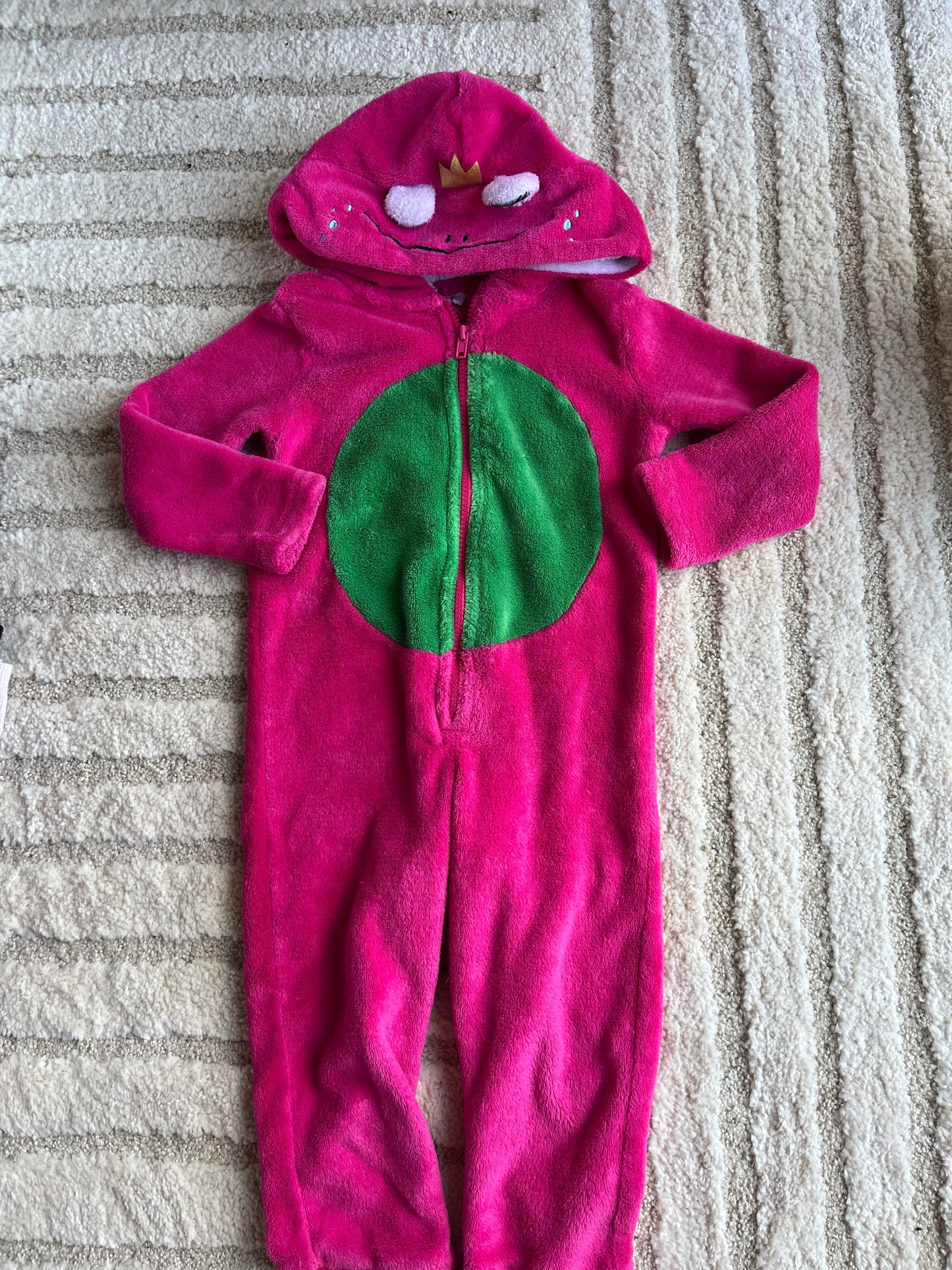 Surpyjama en velours grenouille fuchsia - 3 ans